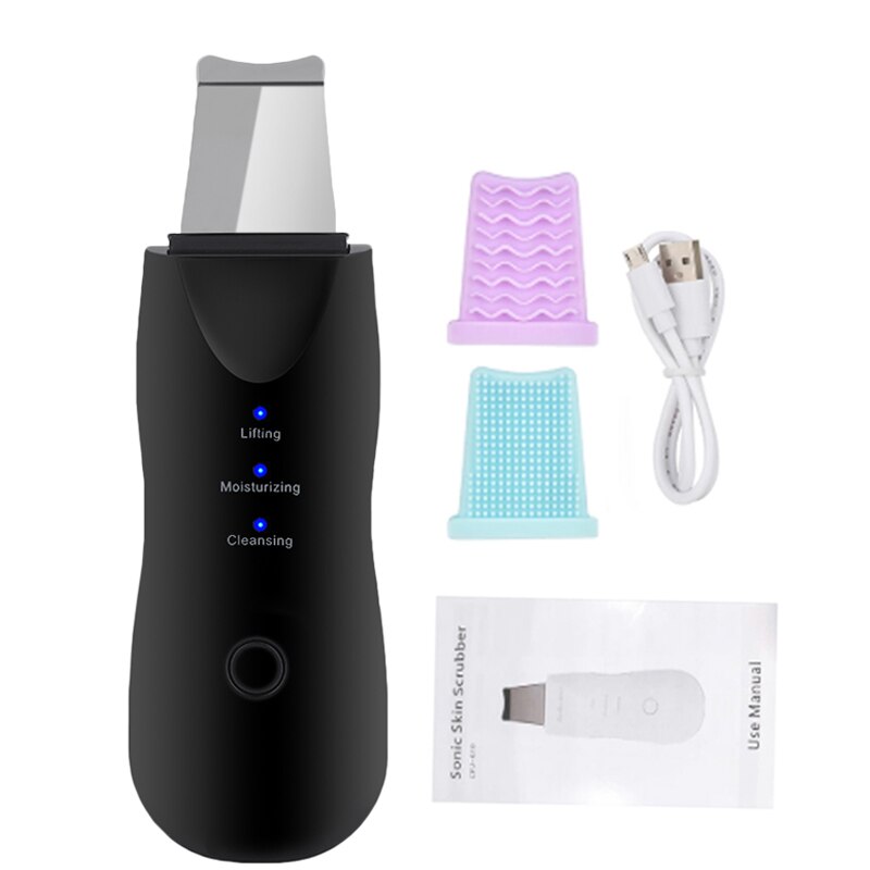 Appareil électrique de gommage de la peau, dissolvant de points noirs, spatule de Peeling du visage, Machine de Lifting du visage, amincissant, masseur à rouleau: black