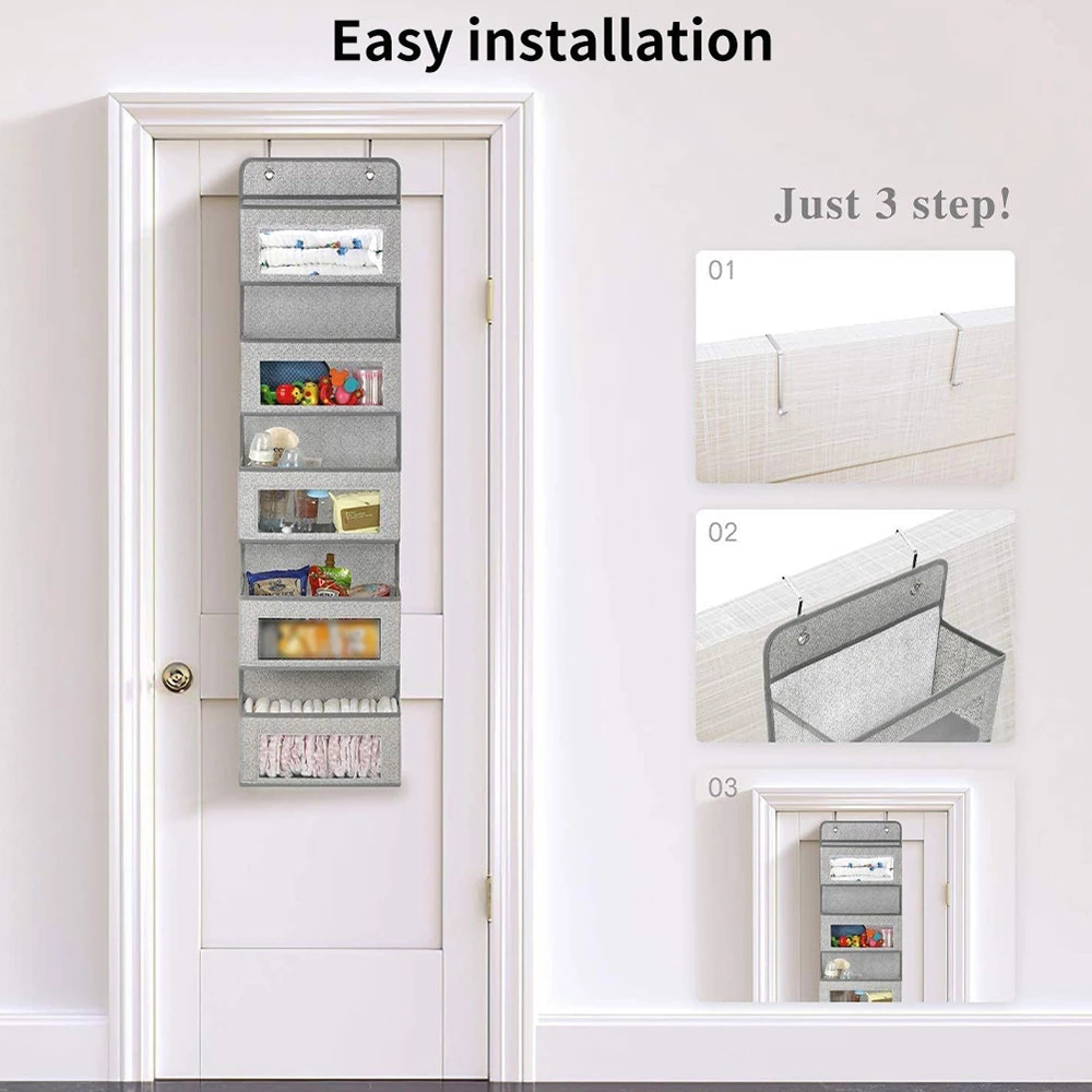 Organizador de bolso colgante para armario, puerta de almacenamiento transparente para pared, habitación, dormitorio, baño, bolsa de colgar