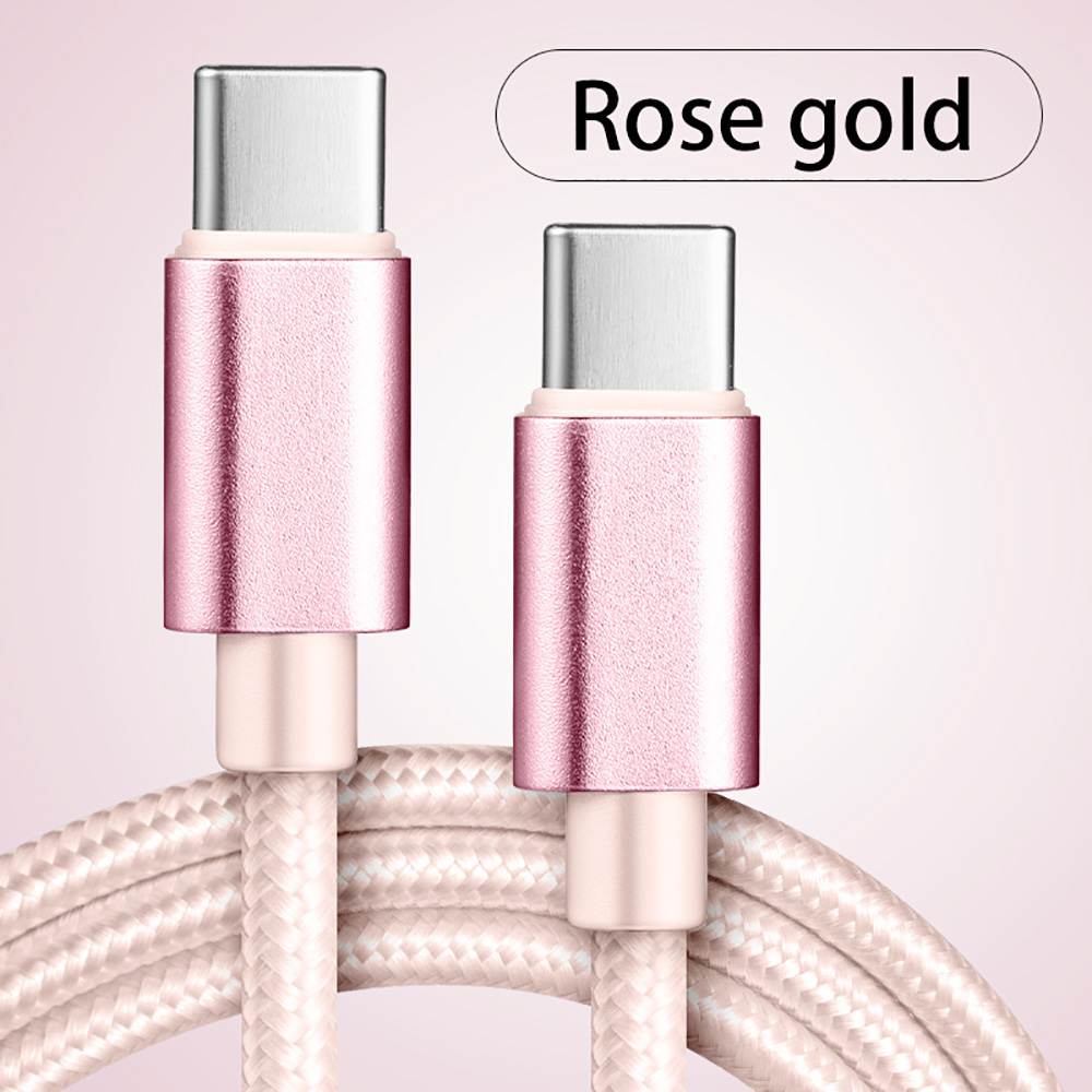 66w 5a usb c till typ c snabbladdningskabel usb typ c till typ-c flätad nylonadapterkabel för snabbladdning 1m 2m 3m: Rosa / 1m