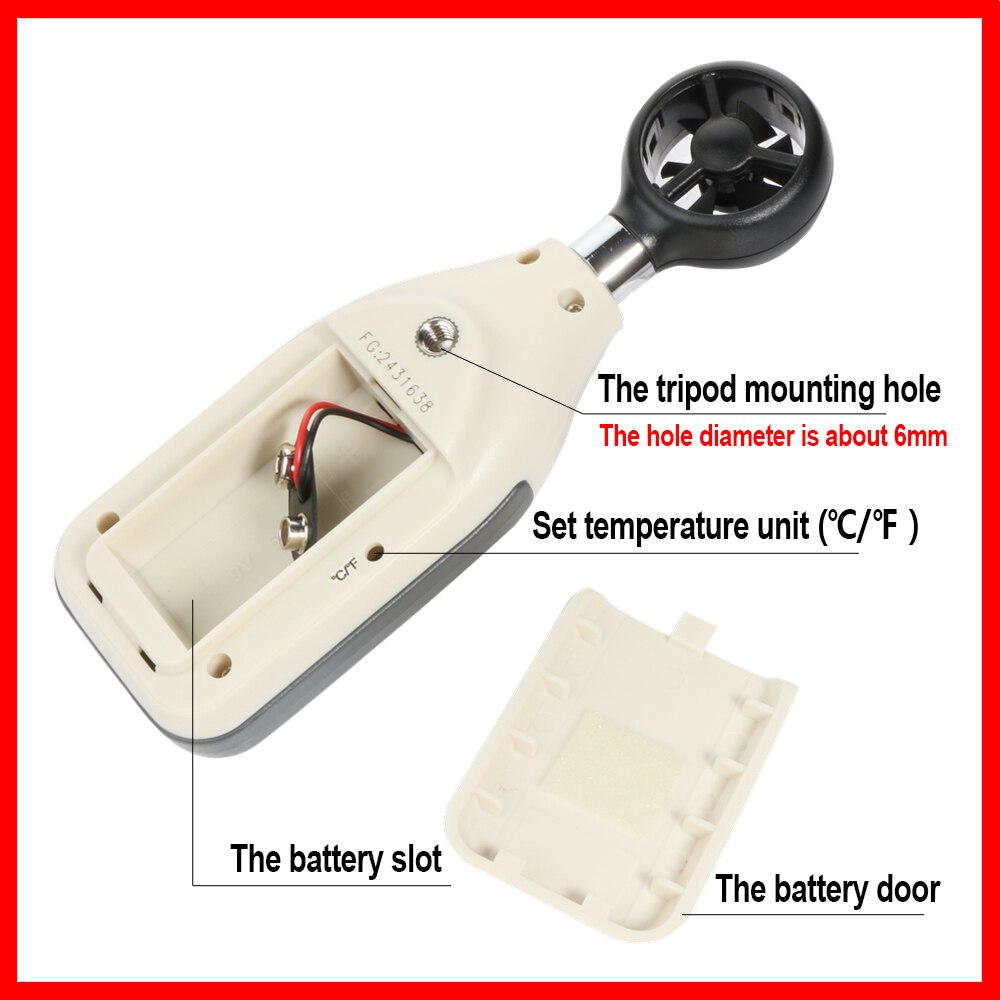 RZ Wind Speed Gauge Meter Portable Anemometer Anemometro Thermometer LCD Digital Hand-held Measure tool GM816A