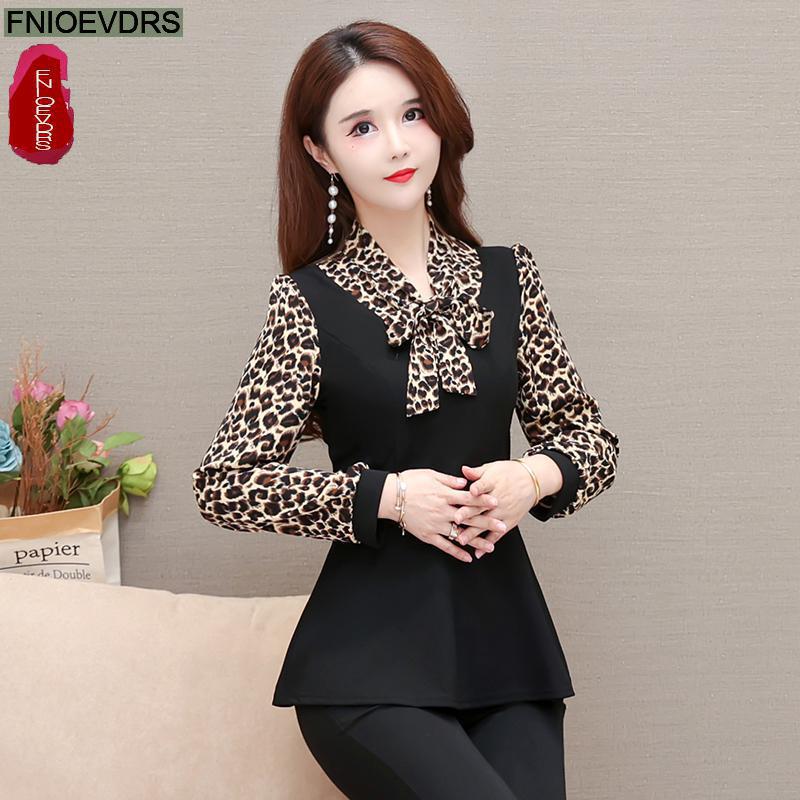 M -5xl kontordame skjorter efterår basistøj arbejdstøj kvinder fransk leopard langærmet skjorte med knapper butterfly toppe bluser: Xl / Burgunder