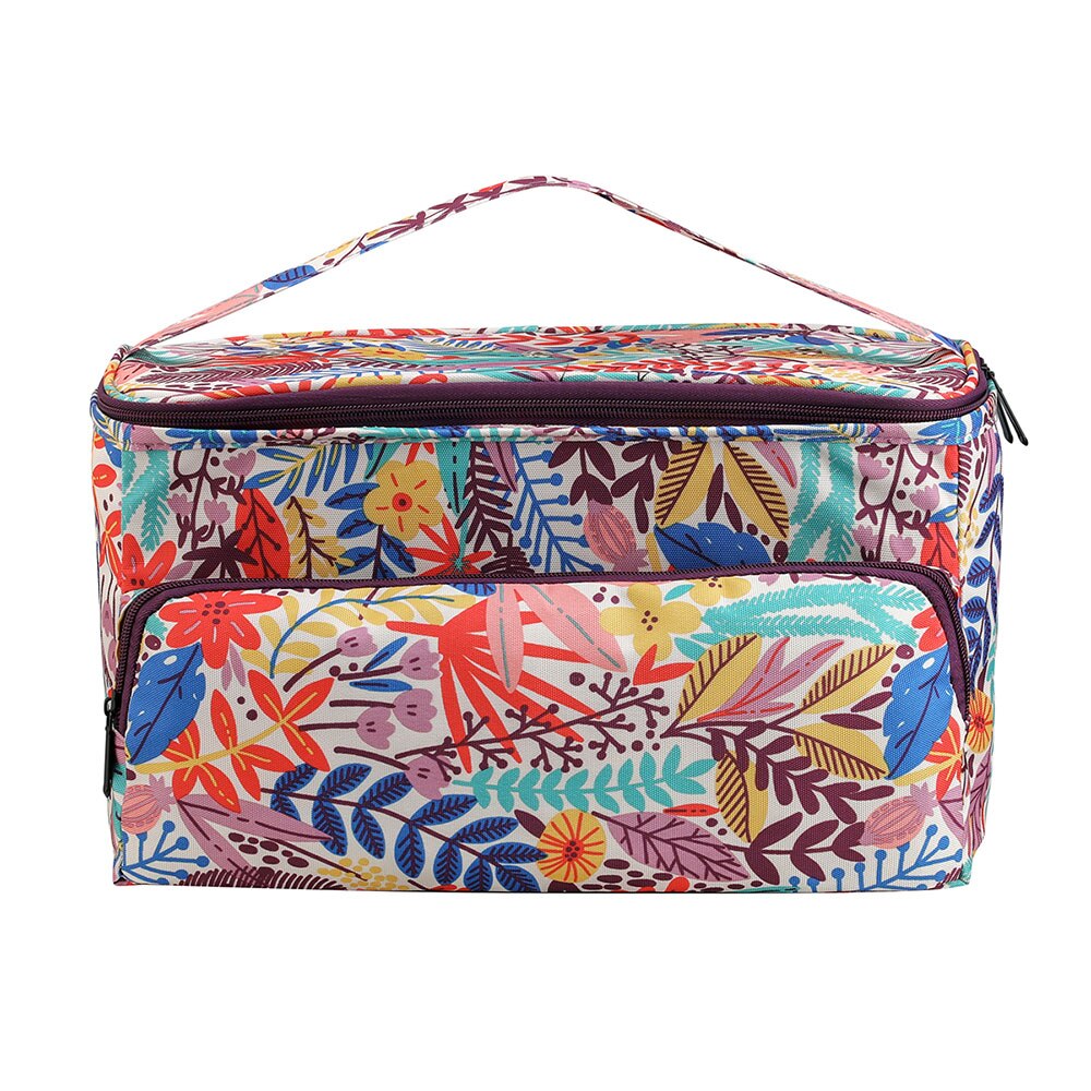 Print Crochet Bag 2 Styles Portable Storage Container with Holes Yarn Storage Bag Sewing Tool Durable Hooks Knitting Accessories: leaves
