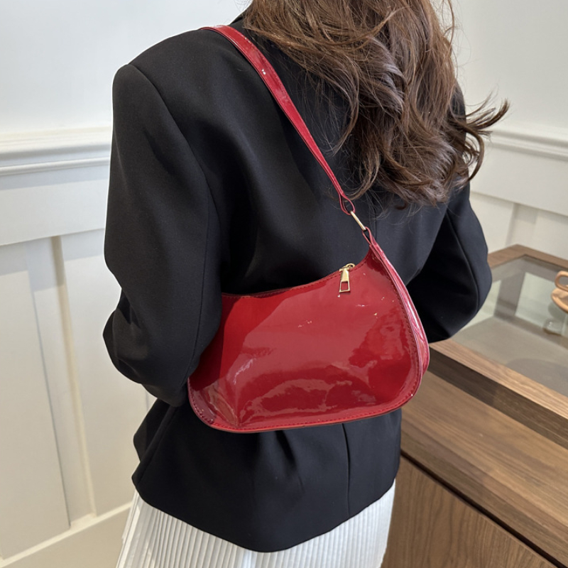 PU Leather Solid Color Small Square Bag Single Shoulder Armpit Handbag Women's Casual Commuting Bag Korean Style