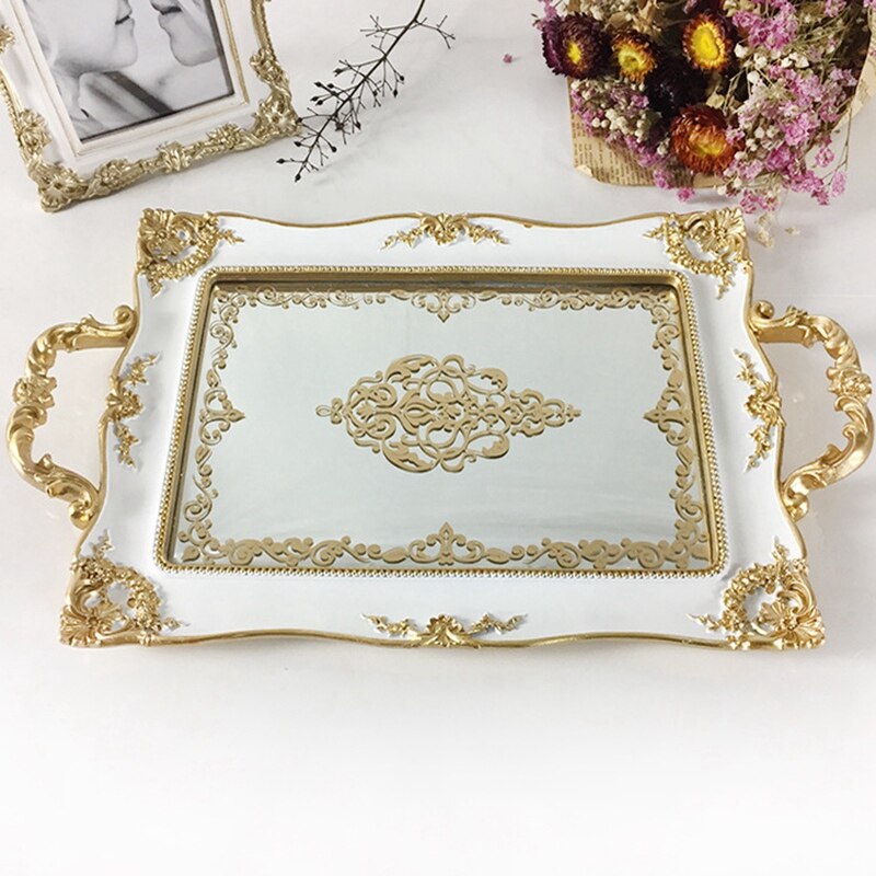 Europeisk vintage tårtfat guld spegel glas muffinsfat parfymhållare speglad sminkbricka bröllopsfest heminredning