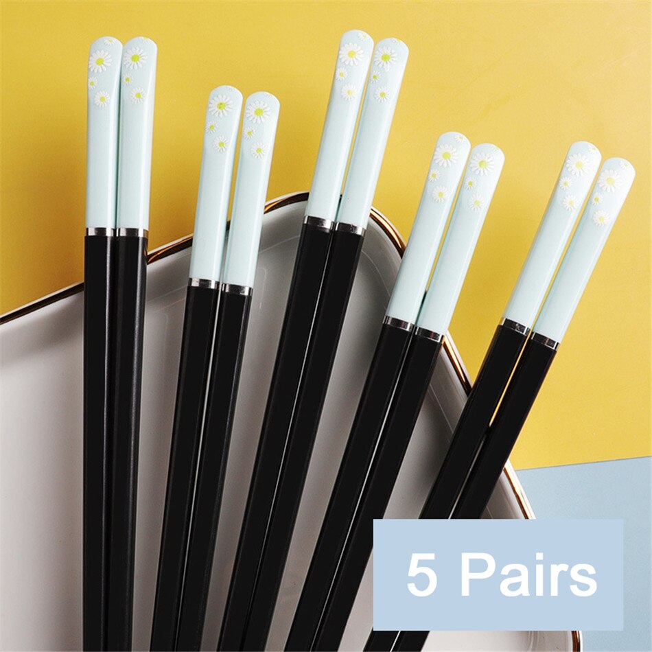 Japanese Style Household Chopsticks Color Antibacterial Alloy Chopsticks Non-mold Nail Chopsticks Tableware: Blue black
