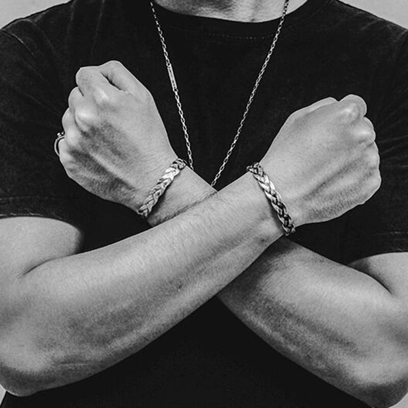 Legering Vintage Armbanden Armbanden Metalen Kruis Gevlochten Open Manchet Bangle Voor Mannen