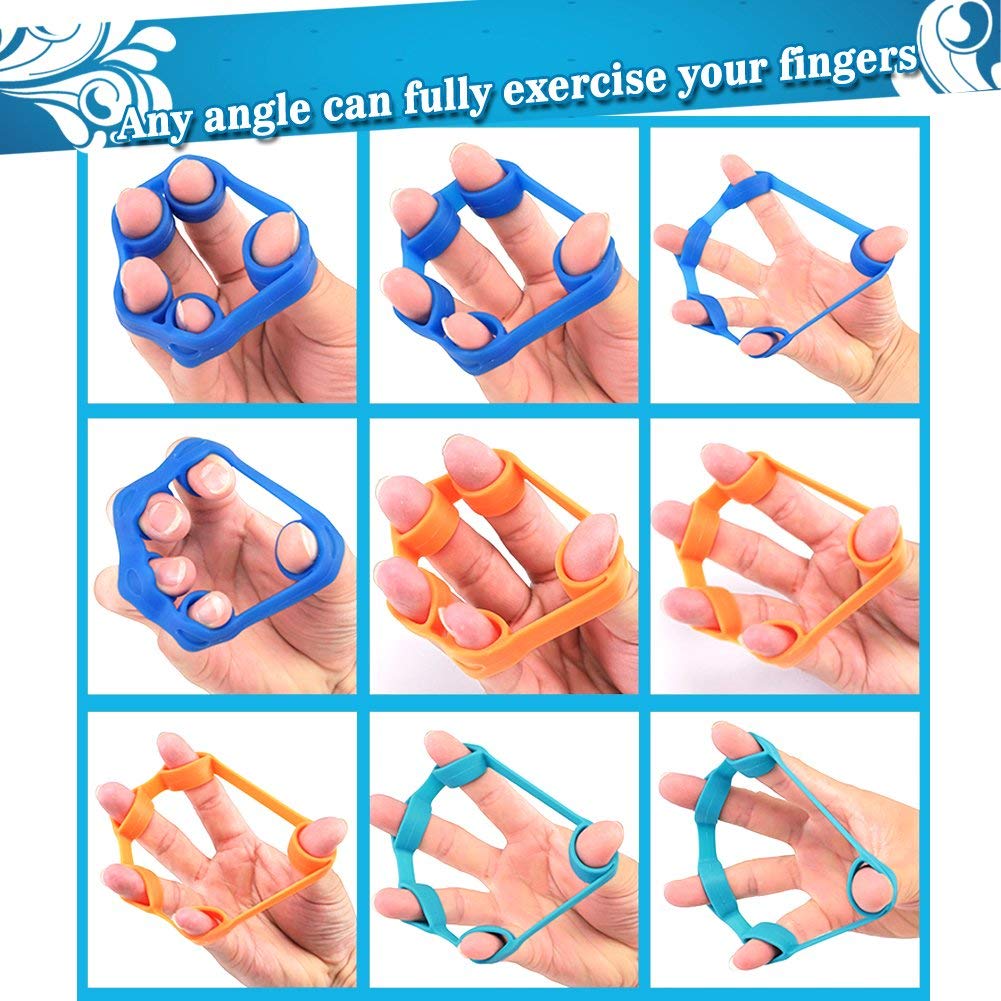 3 Levels Finger Stretcher Resistance Bands Finger Grip Exerciser Hand Grip Trainer Rings for Relieve Pain Injury Rehabilitation