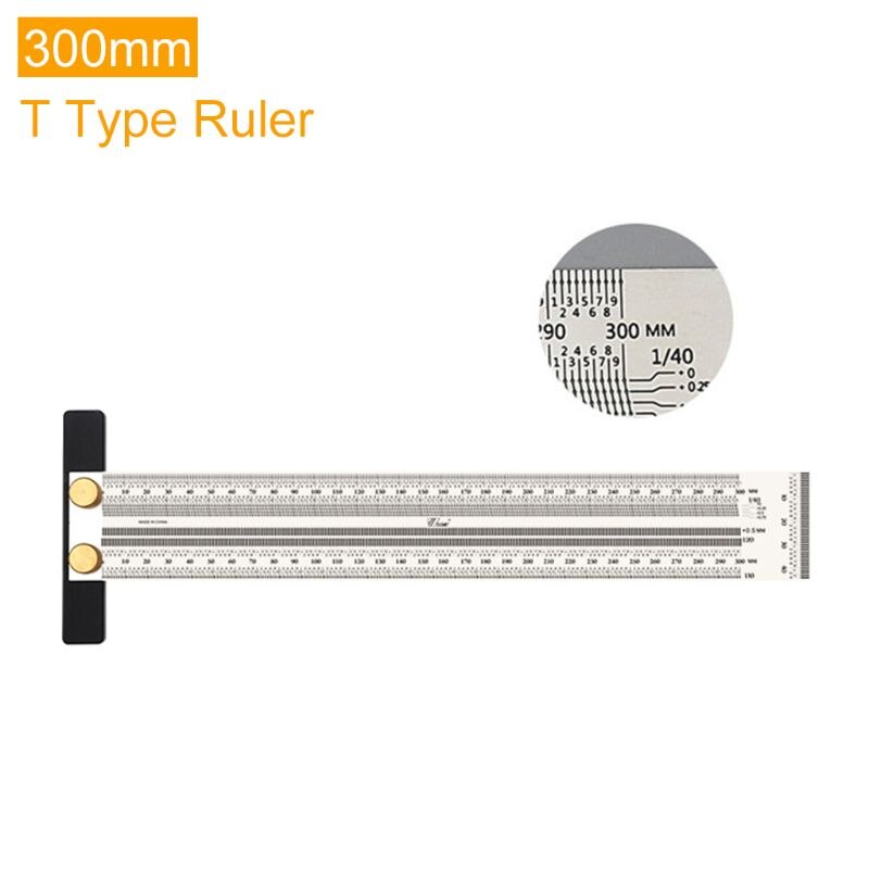 200/300/400mm märkning t-regel regler träbearbetning rits märkning regel mätare linjal: 300mm