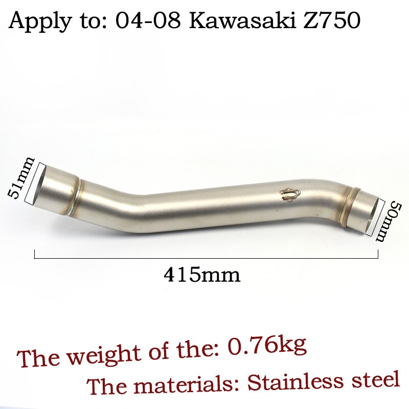 Ligne d&#39;échappement avec Tube collecteur central, adaptateur de 51MM, pour KAWASAKI Z750 Z 750 2004 - Z800 Z 800 -