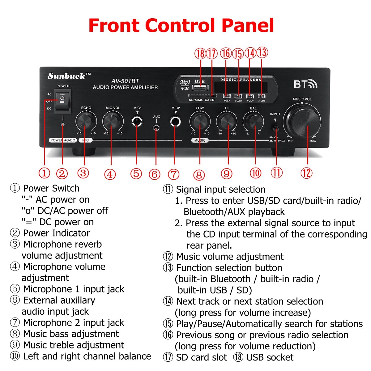 1200W 220V/110V Audio Eindversterker Bluetooth 2.0 Hifi Luidspreker 4 Microfoon Afstandsbediening Ondersteuning Fm usb Sd-kaart