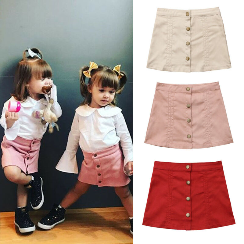 Pudcoco Peuter Baby Meisjes Rok Kleding Winter Solid Button Een Lijn Prinses Party Mini Rokken Denim Outfits Kleding 6M-5Y