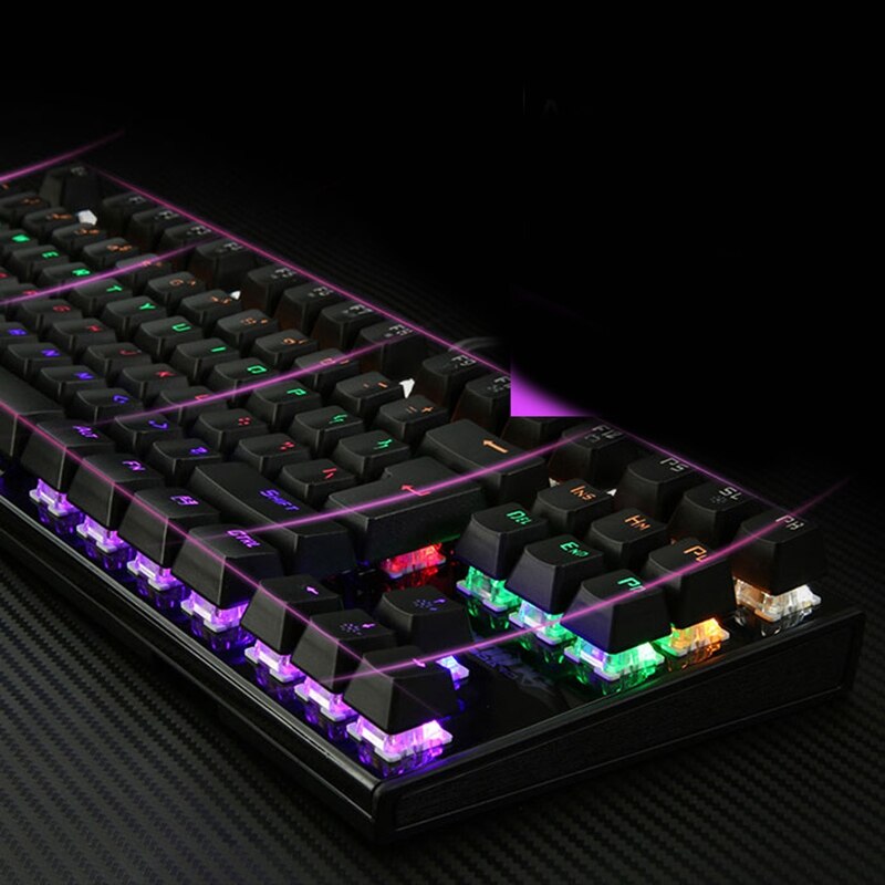 K28 Backlit Gaming Mechanical Keyboard Colorful LED USB Wired Game Keyboard 26 Keys Anti-ghosting Free Hand Care