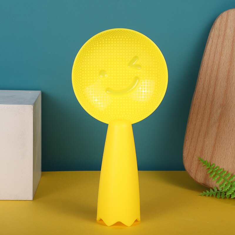 Smiley ansigt ris ske dejlig stand-up non-stick stor ris skovl plast husholdning køkken bordservice ris ske: Gul