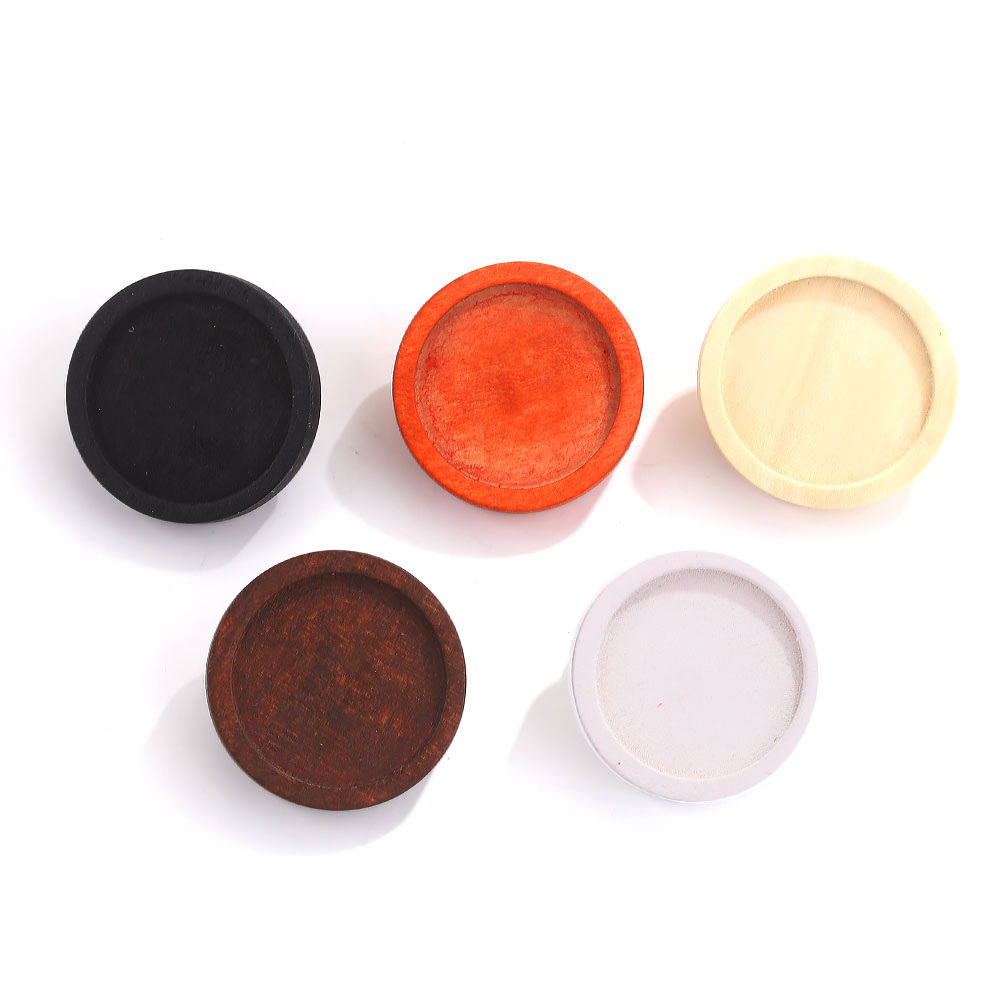 10pcs Blank Wood Cabochon Brooch Base Settings Fit 20 25 30 40mm Round Bezel Tray Diy Brooches Pin Backs for Jewelry Making