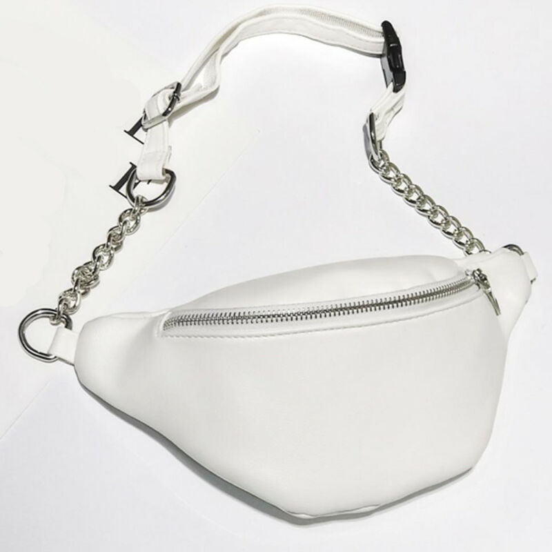 Moda corrente bloco de fanny saco da cintura de banana nova marca cinto feminino pacote de cintura de couro do plutônio peito saco de barriga de alta qualidade bolsa de telefone: WHITE