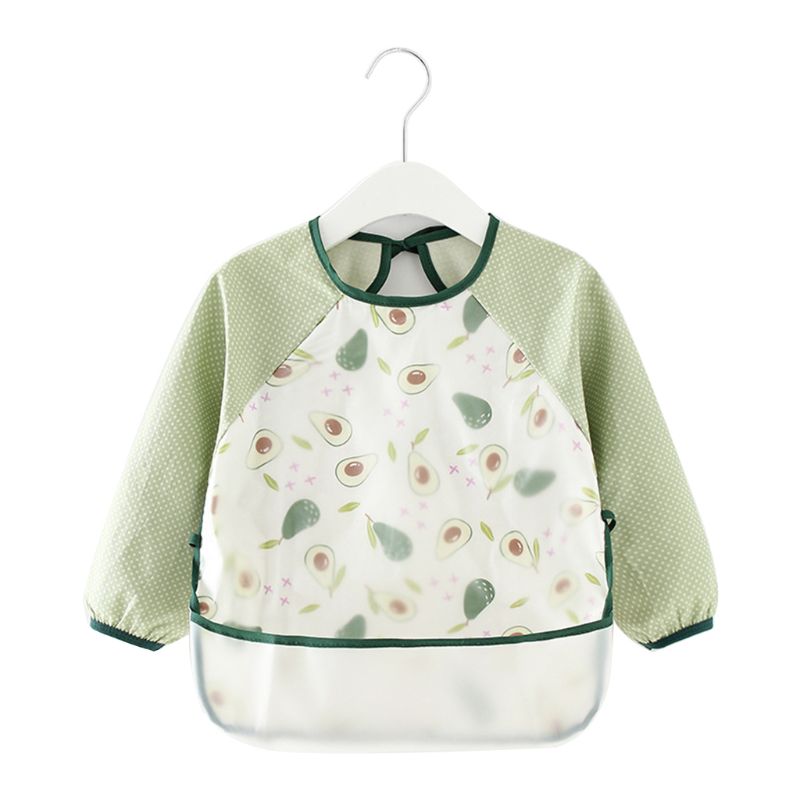 Waterdicht Baby Kids Schort Peuter Cartoon Lange Mouwen Art Voeden Bib Burp Doeken Accessoires 24BE: Avocado / M