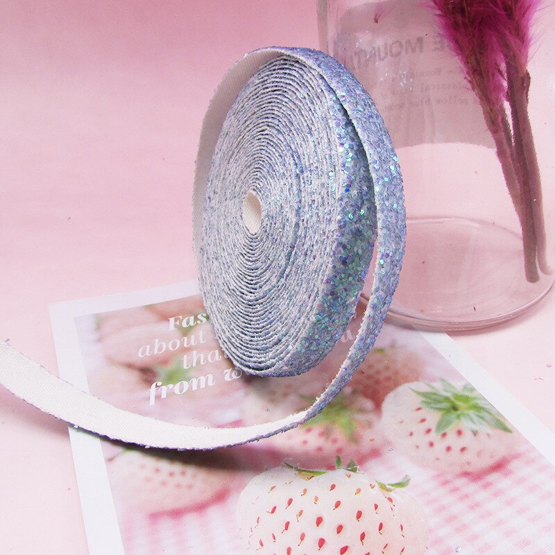 5 meter 10mm glitter pailletten linten voor doe-het-zelf knutselen naaien stof haar strikken clips accessoires feest bruiloft benodigdheden inpakpapier: Lichtblauw