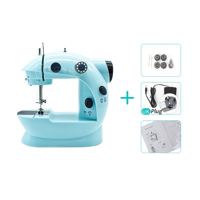 Booksew Mini Sewing Machine Portable Cutter Foot Pedal Straight Line Hand Table Night Light Two Thread Electric Winding Mending: 02-Z1-UK