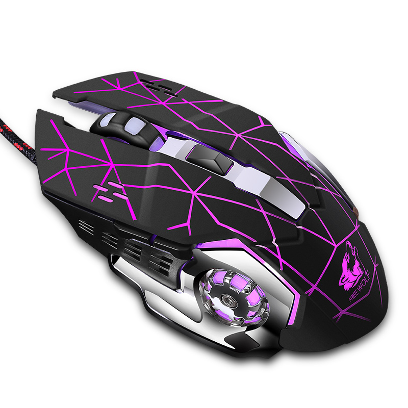 V5 Wired Mechanical Gaming Mouse 4000DPI Optical USB LED Backlit Macro Programmable Computer Mouse Gamer 6 Button for PC Laptop: Black with Texture