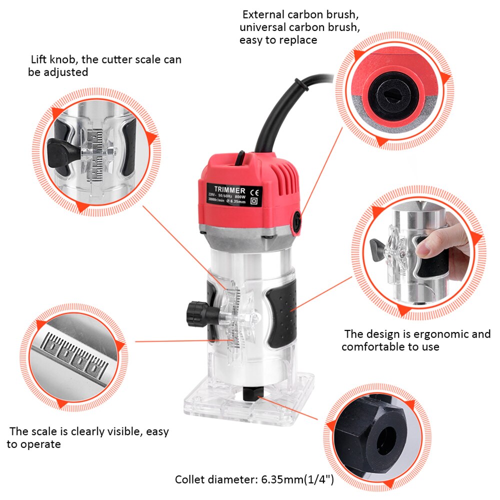 Woodworking Electric Trimming Machine Engraving Electromechanical Wood Milling Slot Machine Copper Motor