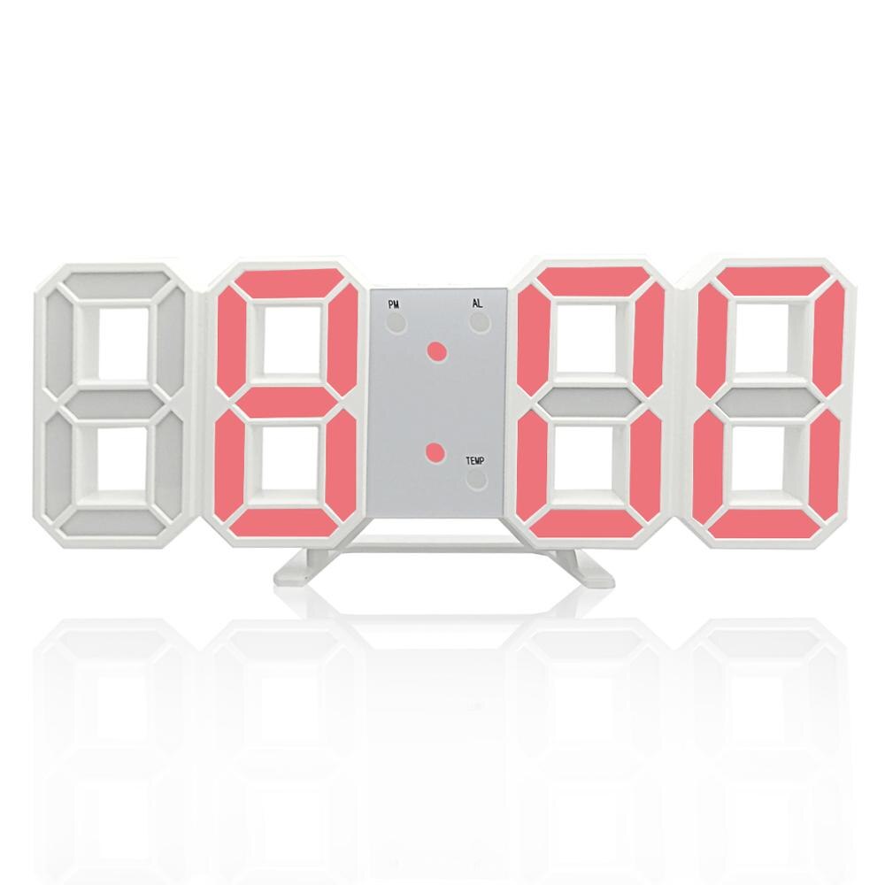 Iso seinäkello moderni herätyskello seinällä päivämäärä lämpötila pöytäkello kodin sisustusteline ripustaa digitaalinen kello: Vaaleanpunainen