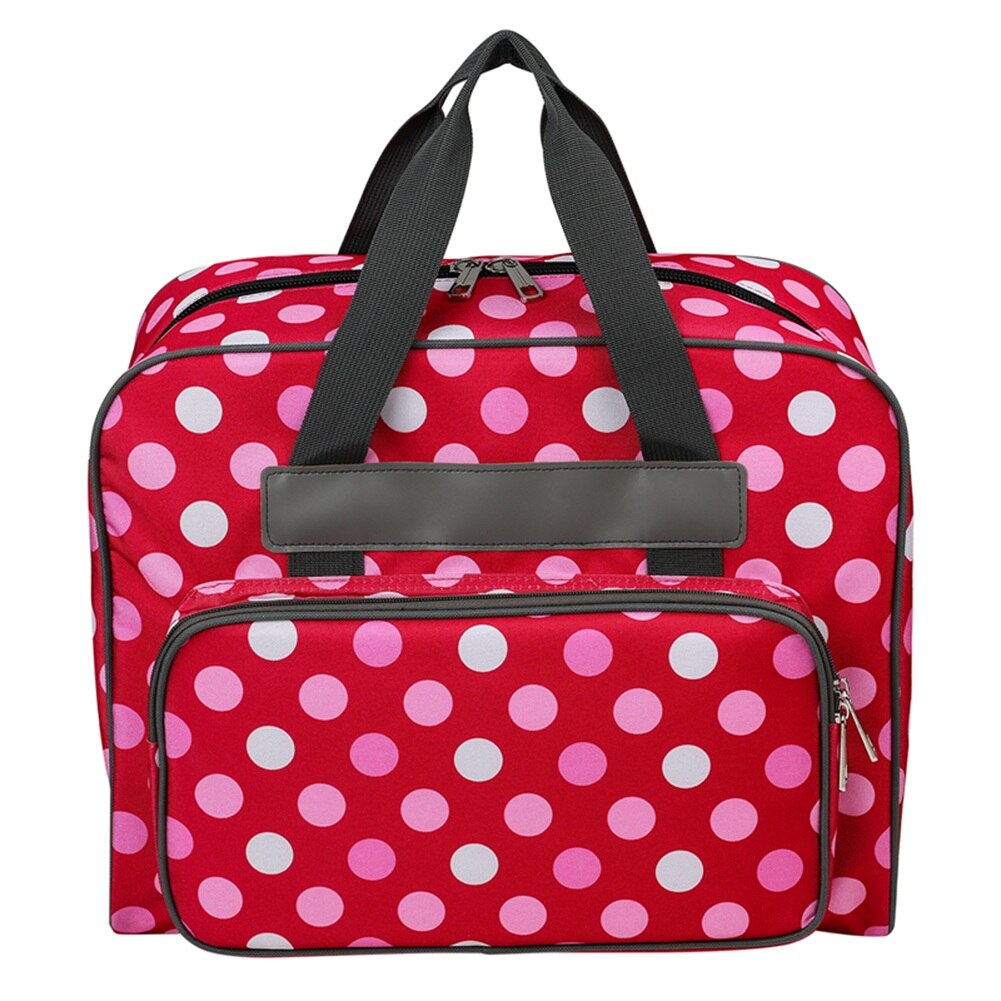 Practical Sewing Machine Handbag Crochet Kits Print Travel Carrying Case Tote Bags Oxford Cloth Large Capacity Crochet Kit Bags: Red