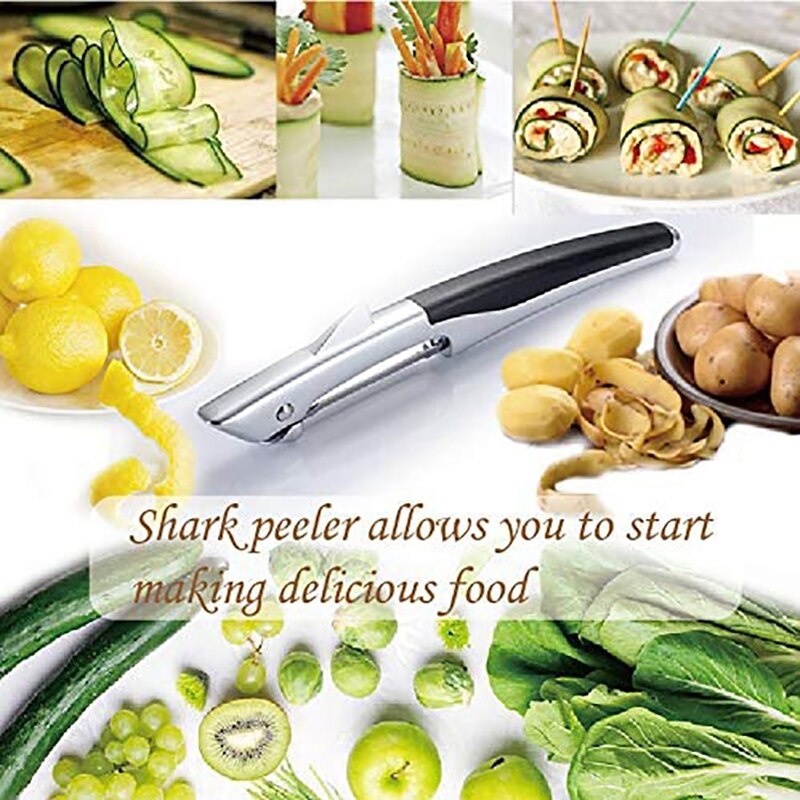 2PCS Vegetable Peeler Shark Peeler for Kitchen Carrot and Potato Peeler with Rotating Straight Stainless Steel Slicer