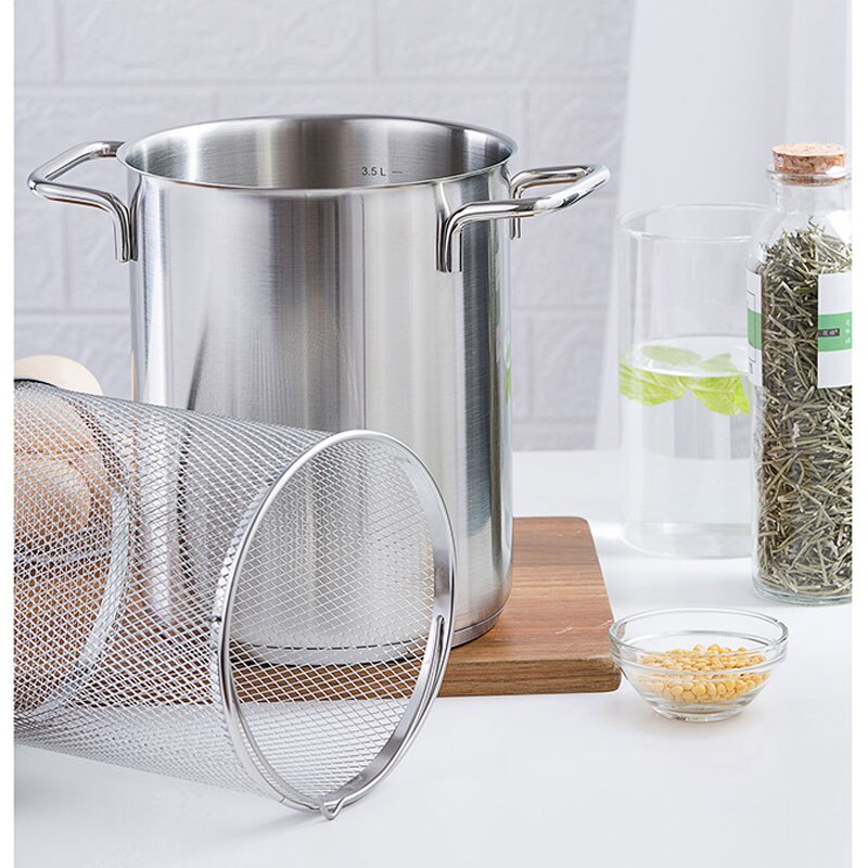 16Cm 304 Rvs Asperges Pot Met Mand Klein Lichaam Grote Capaciteit Plus Hoge Kleine Soep Pot Friteuse Hoge diepe Pot: Default Title