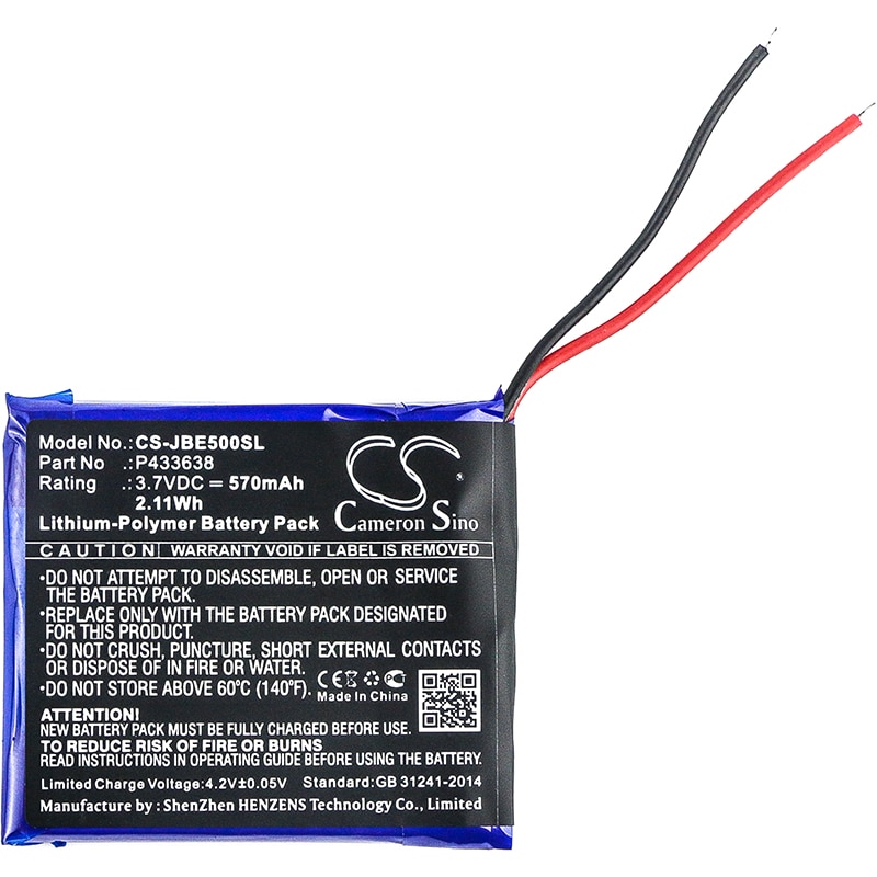 Cs Batterij Voor Jbl Synchros E50BT. Past Jbl P433638 Wireless Headset Batterij. Jbl Battery.3.70V. 3.70V.Li-Polymeer.