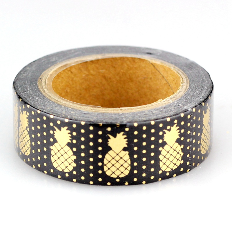 10m Foil Washi Tape Pineapple Stripe Dot Set Japanese Stationery Kawaii Stickers Scrapbooking Tools Masking Tape Diy Photo Album