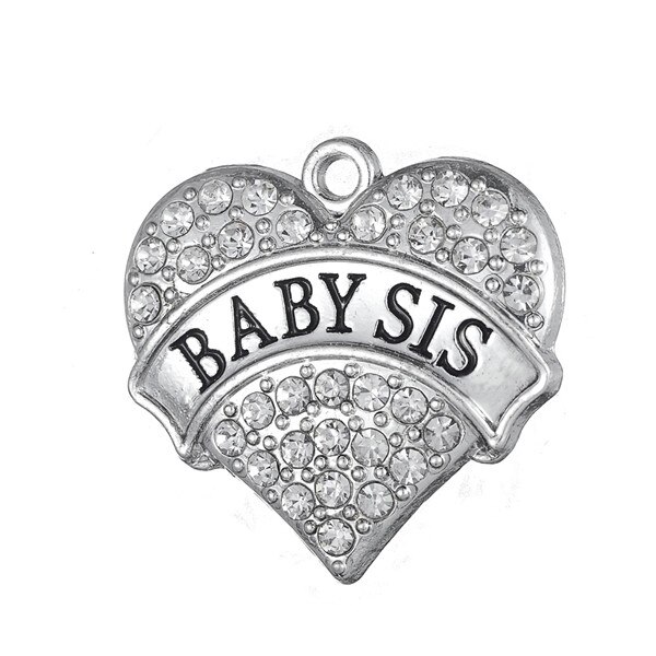 Mein form Großen Herzen Big Sis Nahen Sis Wenig Sis Baby Sis Mom Nana Schwester Kristall Strass Anhänger Charms 5 stücke: Baby Sis