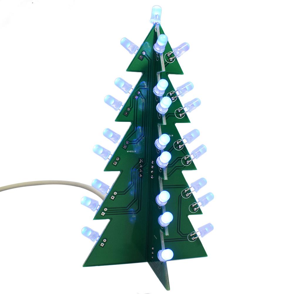 3d juletræ ledet holdbart bærbart flash kredsløbssæt elektronisk haveindretning scene rekvisitter: Blå