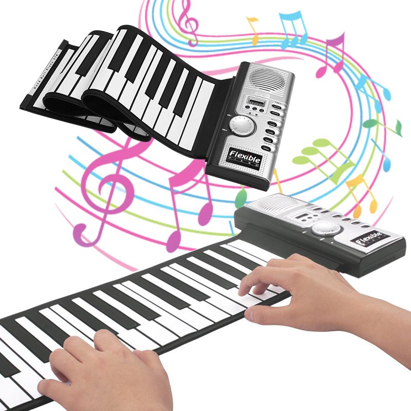 Newly Portable Flexible Digital Keyboard Piano 61 Keys 128 Tones Rhythms Electronic Roll Up Piano Toys MSE 88