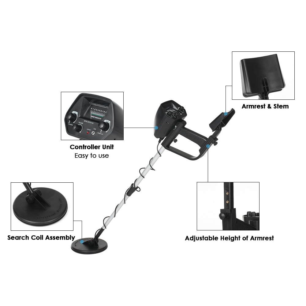 KKmoon-Detector de Metales MD4030, buscador de tesoros de oro subterráneo, con auriculares, GTX5030