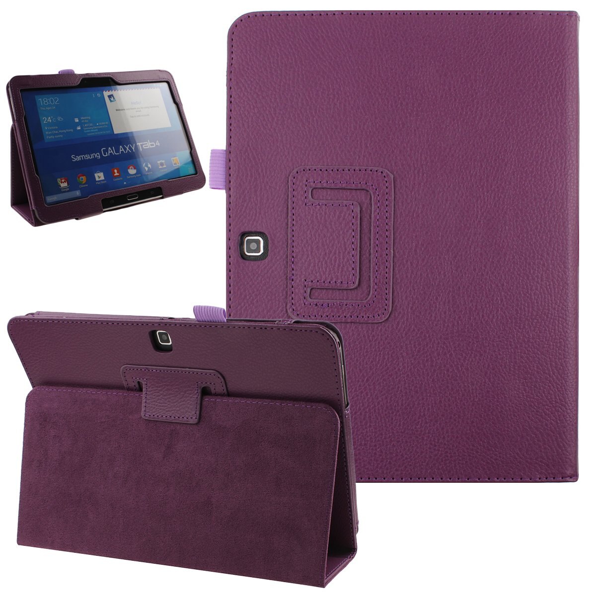 For Samsung Galaxy Tab 4 10.1 Case Foilo Stand PU Leather Cover For Samsung Galaxy Tab 4 10.1 T530 T531 T530 Tablet Funda Cases: Purple