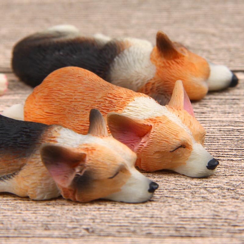 Söpö nukkuva jääkaappimagneetit eläin uninen sarja kawaii corgi koirat shiba inu pvc hahmot lelut koriste jääkaappi tahna