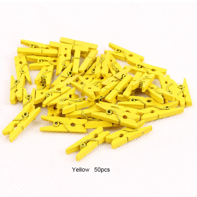 50pcs Small Size 2.5cm Mini Natural Wooden Clips For Photo Clips Clothespin Craft Decoration Clips Pegs: Yellow