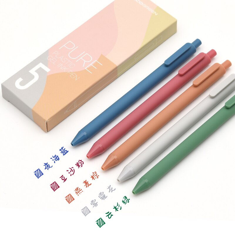 Kaco 5 stk ren plast gel blæk penne sæt multi farve retro tegning liner markør kacogreen papirvarer kontor skole  f696: Morandi sæt