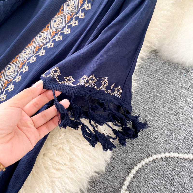 Teelynn Wit Katoen Etnische Borduren Kimono Robe Vrouw Lange Blouse Vest Ssummer Boho Strand Tassle Bohemian Bikini Cover Up