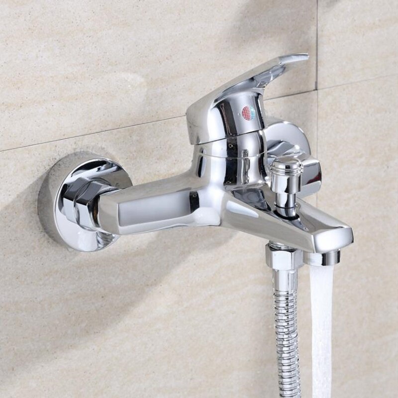 Wall mounted bathtub faucet waterfall bath faucet brass chrome finish bath shower mixer and cold water mixer