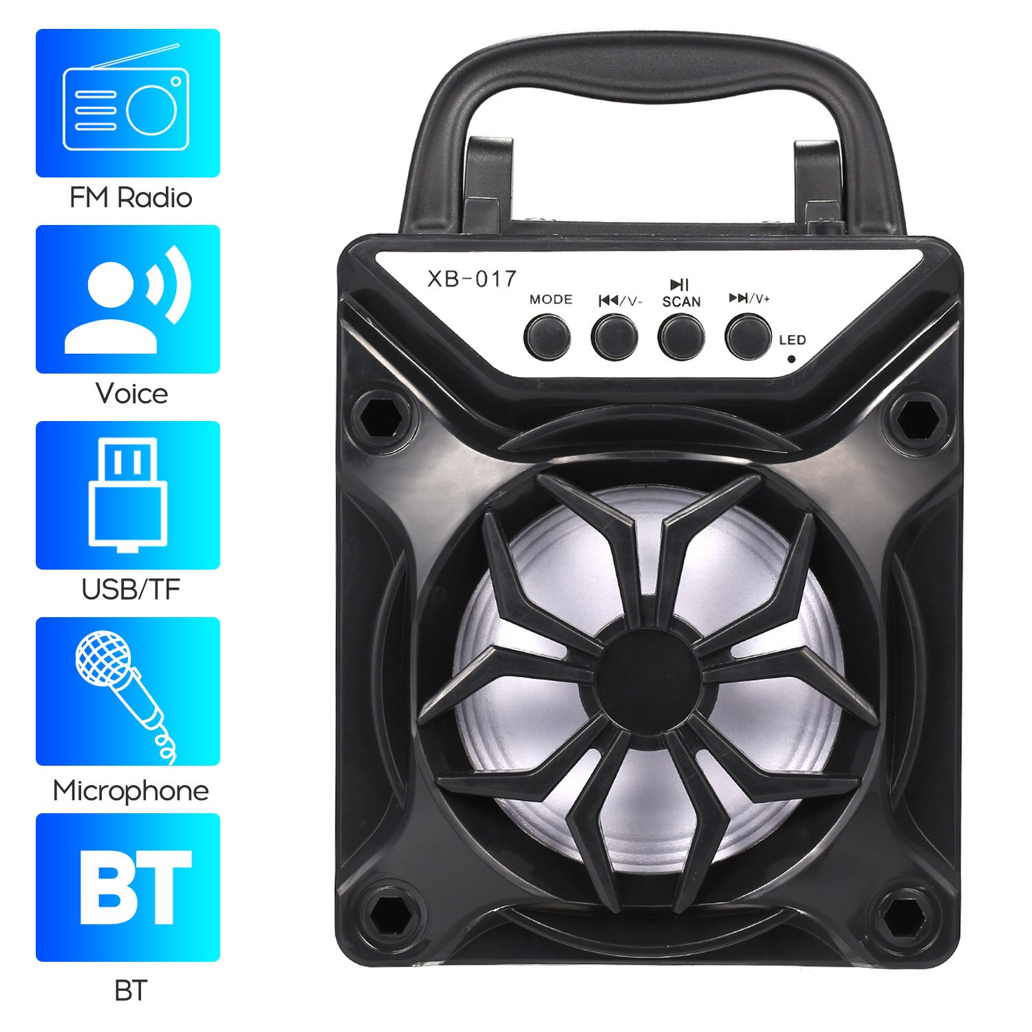 Draagbare Draadloze Bluetooth Outdoor Luidspreker Stereo Fm Radio Led Light Waterdichte Draagbare Outdoor Speaker Met Microfoon