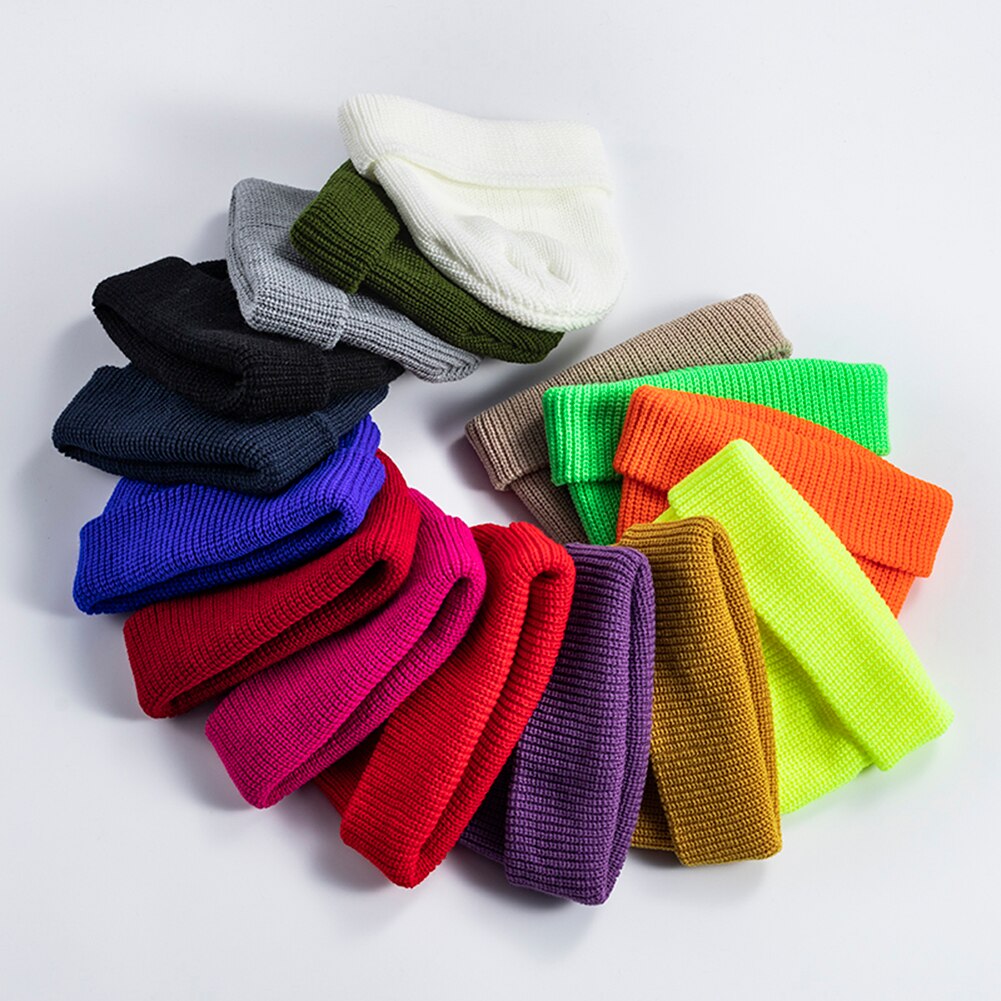 Chapeau tricoté pour femme et homme, bonnet rond et , doux et sans bords, couleur unie, thermique, idéal pour le cyclisme, collection hiver