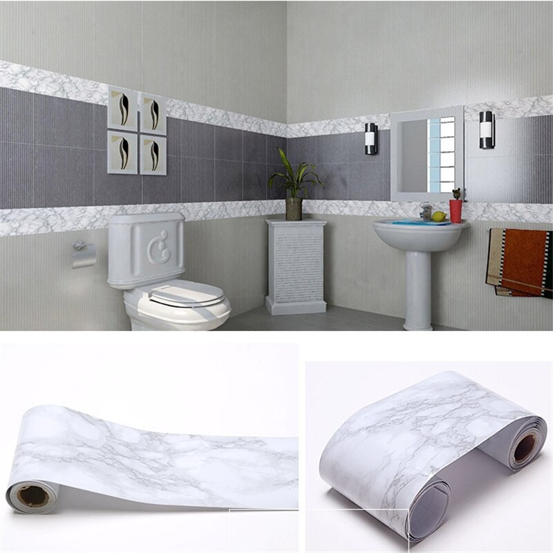5M Self-Adhesive Baseboard Waterproof Living Room Bathroom Border Rustic Tile Wall Stickers Wallpaper Borders Home Decoration: G