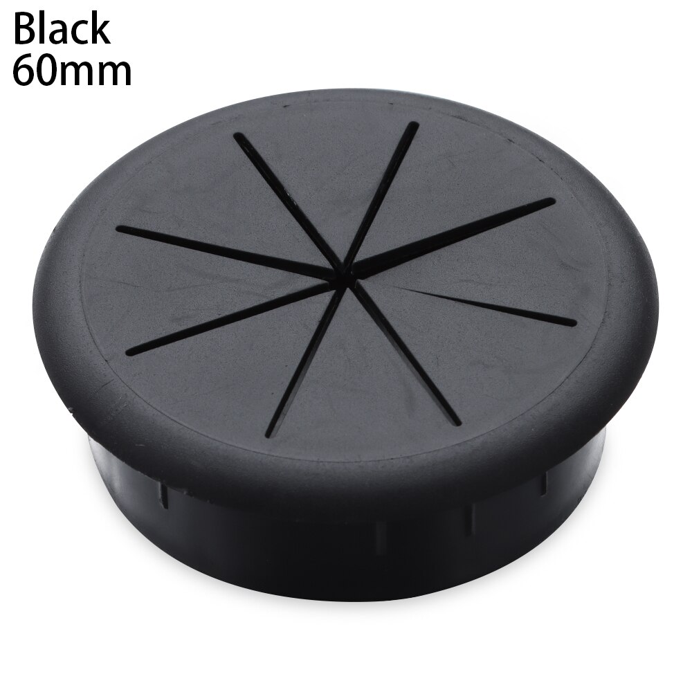 Porte-câble rectangulaire, trou d&#39;œillet, Port de sortie avec brosse noire, décor de bureau d&#39;ordinateur, boîte à fil, rangement de câbles de bureau: black 60mm