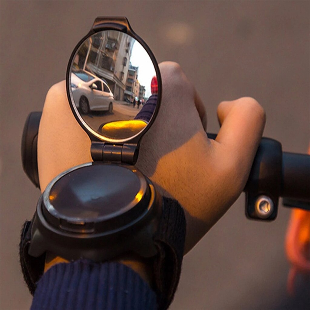 Riem In Hand Spiegel Zwart Fiets Achteruitkijkspiegel, 360-Graden Draaibare Verstelbare Riem Pols Outdoor Fietsen Riem Reflector