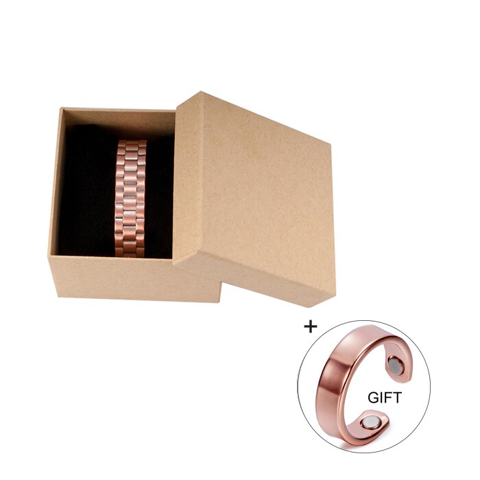 Vinterly Buy 1 Get 1 Pure Copper Bracelet Men Energy Magnetic Bracelet Copper Wide Adjustable Cuff Bracelet Bangles for Men: CB021 box
