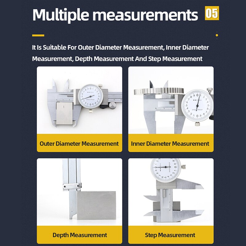 Dial Caliper Metal Vernier Caliper With Dial Indicator Stainless/Carbon Steel Gauge Measuring Tools Micrometer Pied A Coulisse