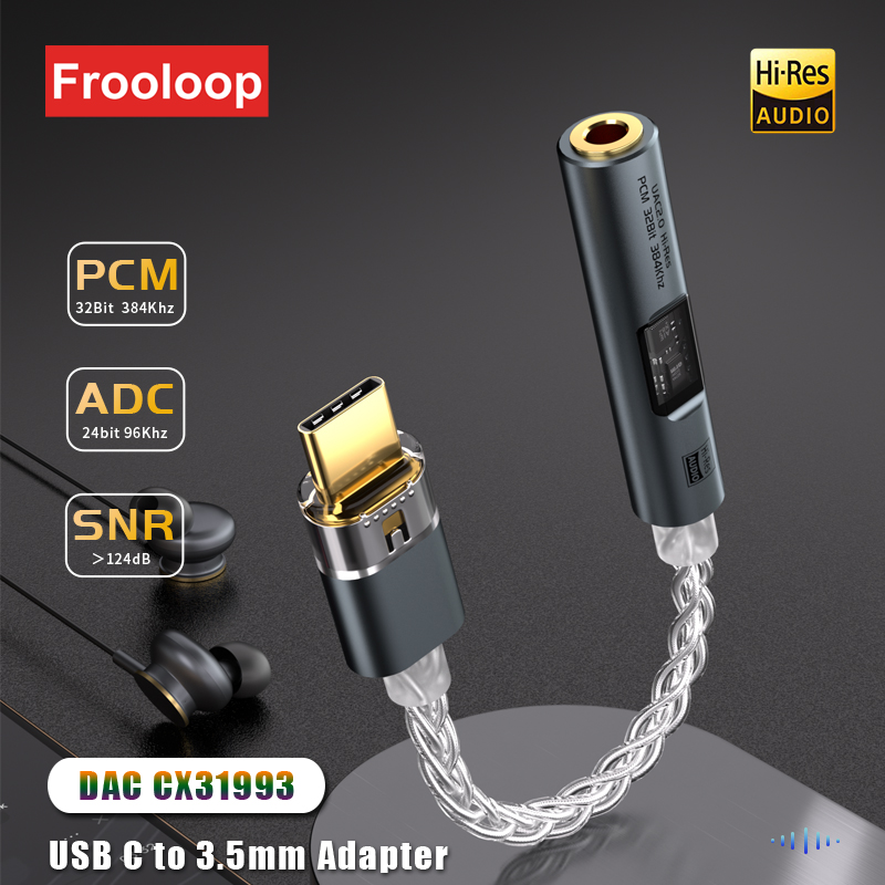Adapter USB typu C na gniazdo 3,5 mm Wzmacniacz słuchawkowy HiFi DAC USB C Audio AUX Konwerter Dekoder CX31993 MAX97220 PCM 32Bit 384KHz