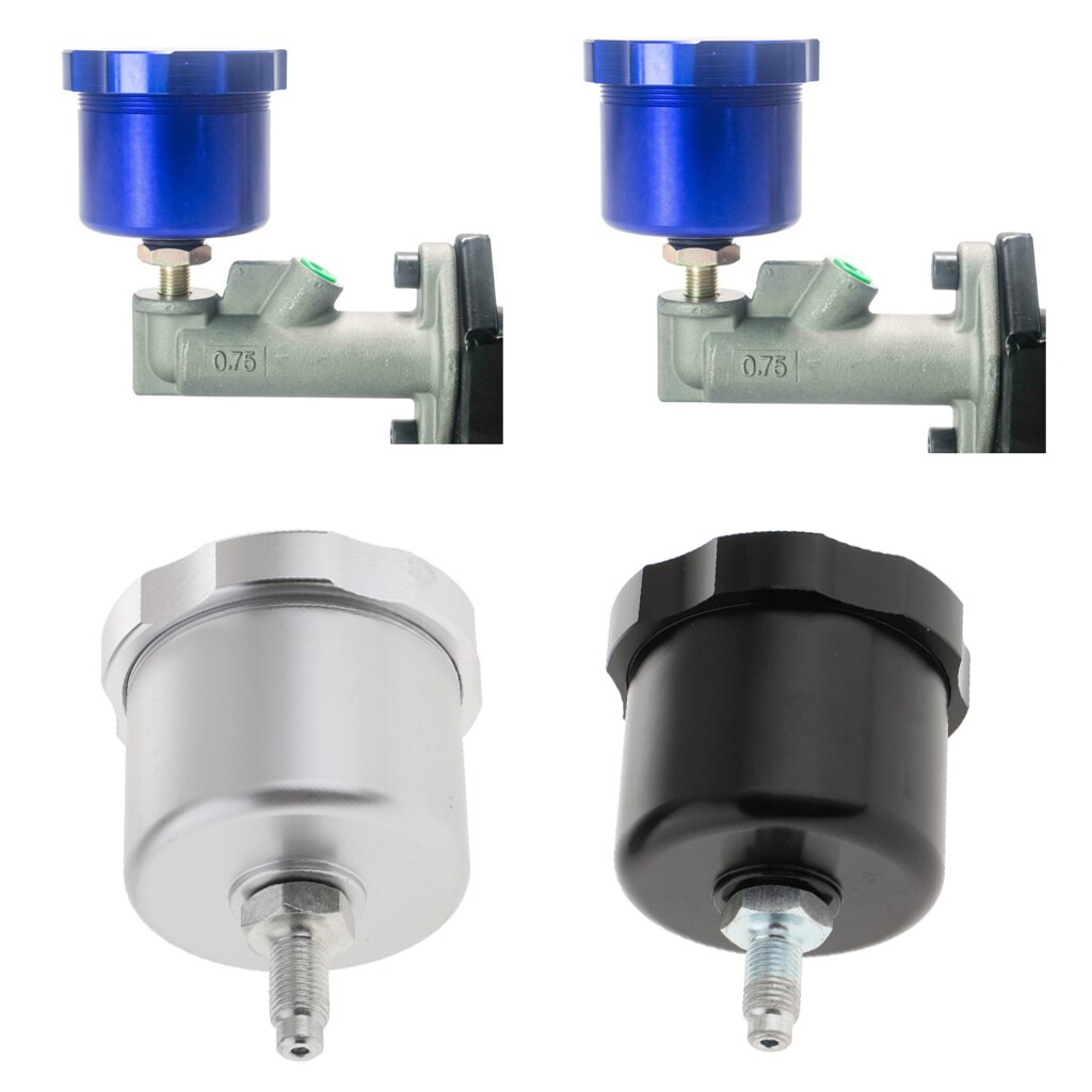 MagiDeal 2pcs Drift Hydraulic Hand Brake Fluid Reservoir Cap (Black+Silver) Universal for the most vehicle