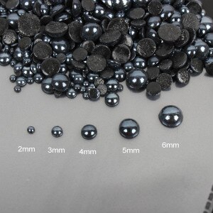 1000 stk/parti hvid/sort mix størrelser keramiske perler halvrund flatback perle 2mm-6mm blandet til diy lim nail art beklædningsgenstand: Sort